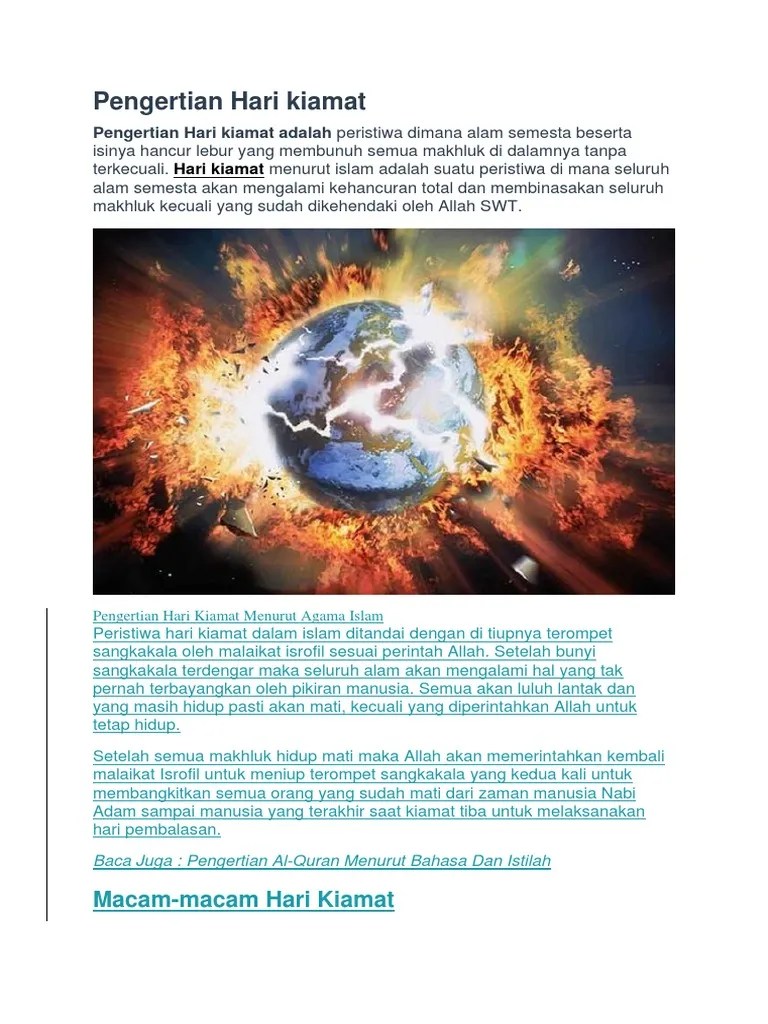 Kiamat Sugra Adalah Kehancuran Yang Bersifat