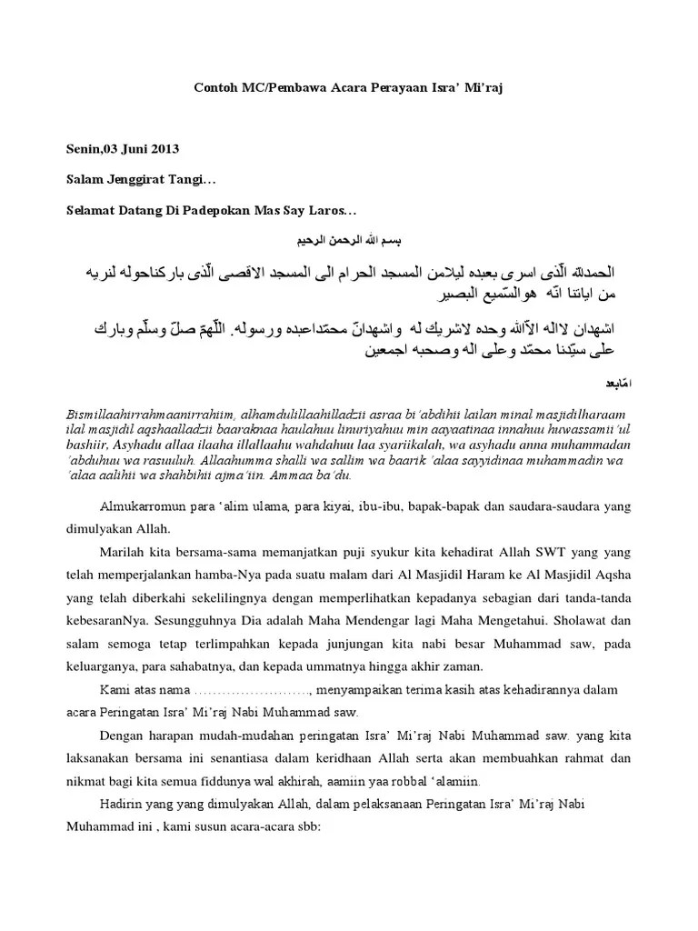 Contoh MC Isra' Mi&rsquo;Raj