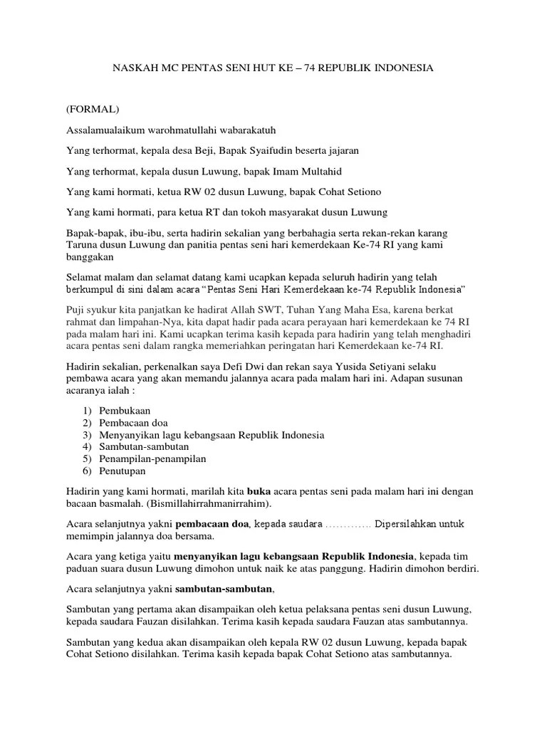 Naskah MC Pentas Seni | PDF