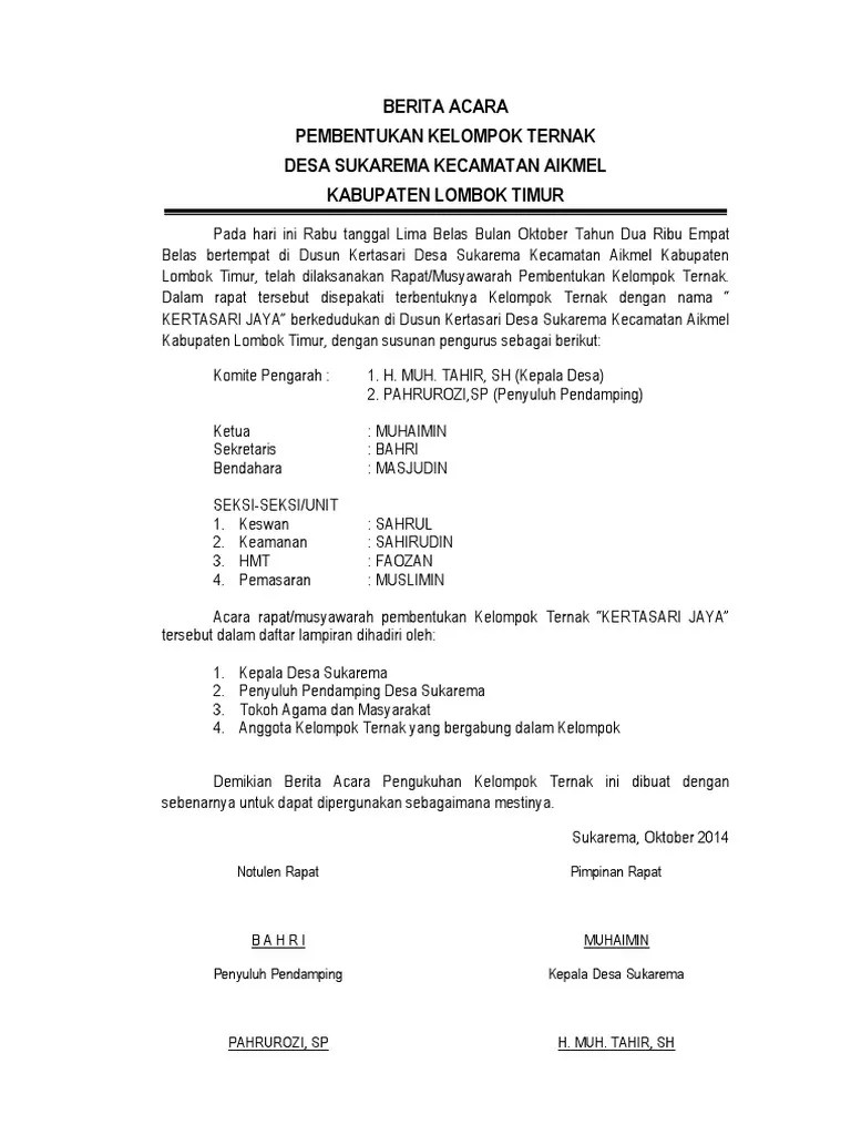 Berita Acara Pembentukan KLP | PDF