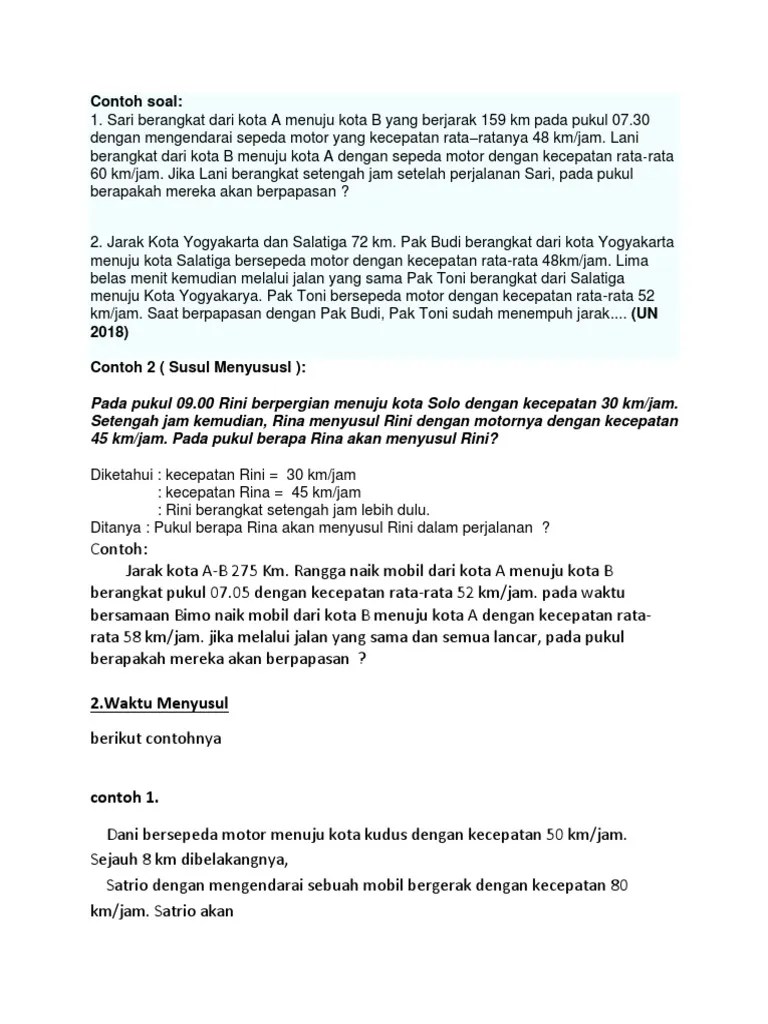 SMP2 Kecepatan Susul Menyusul | PDF