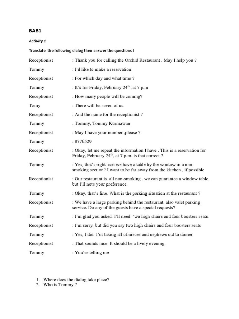 Dialog Bahasa Inggris Tentang Pekerjaan Orang Tua – Sedang