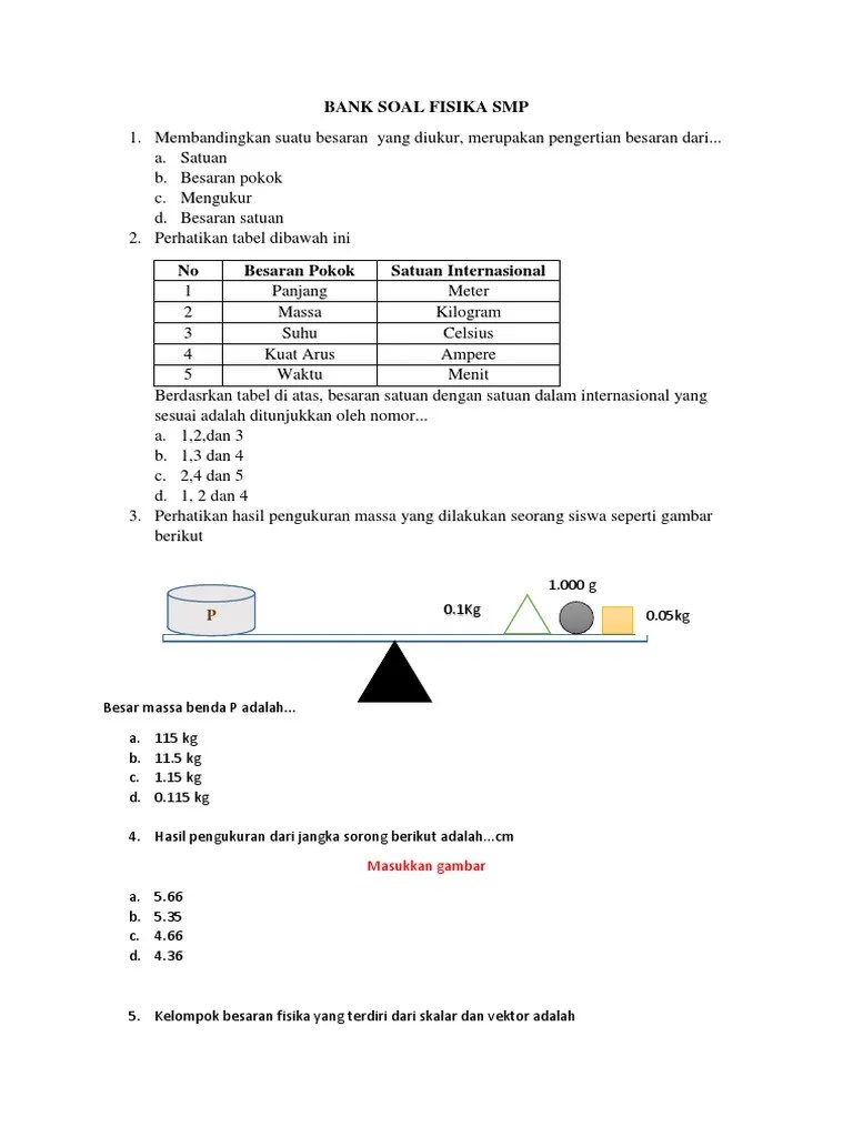 Bank Soal Fisika Smp Pengukuran