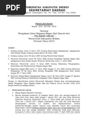 CPNS Kabupaten Brebes 2010 | PDF