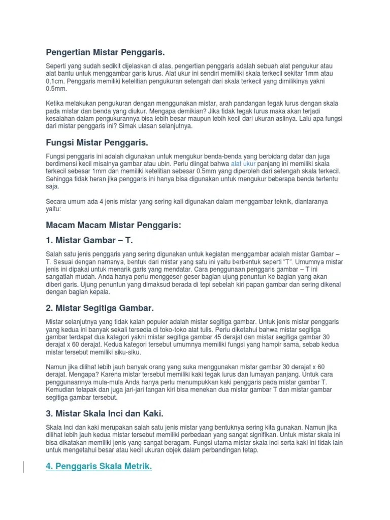Pengertian Mistar Penggaris | PDF