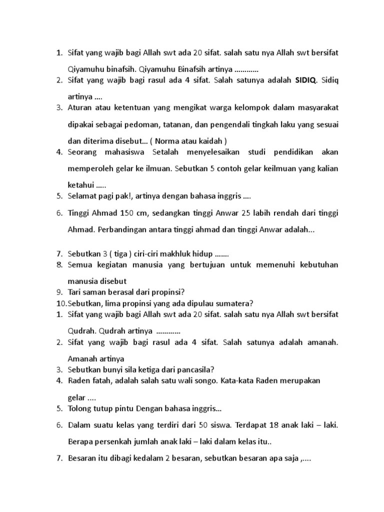 Sebutkan 5 Sifat Wajib Bagi Allah Dan Artinya