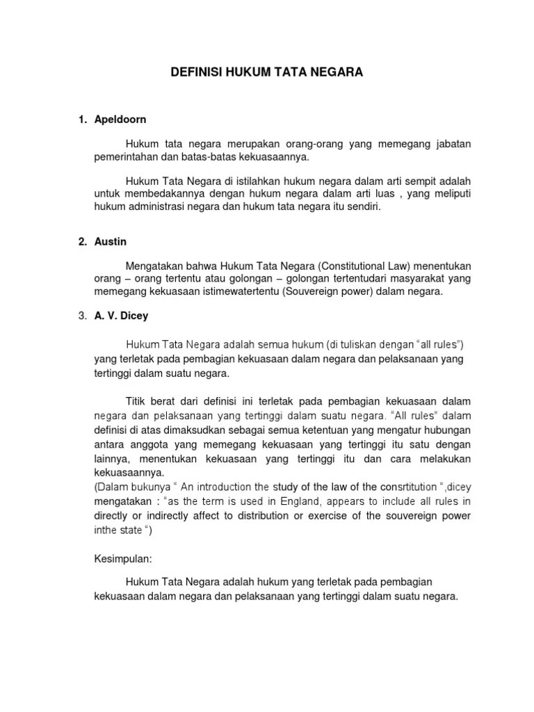 Definisi Dan Sejarah Hukum Tata Negara | PDF
