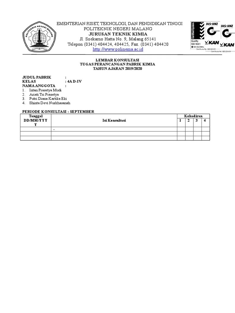 Lembar Konsultasi Kel. Intan | PDF