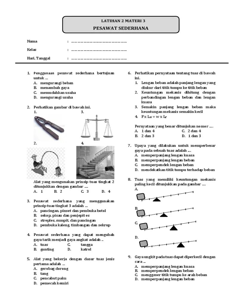 M3 Latihan 2 - Pesawat Sederhana | PDF