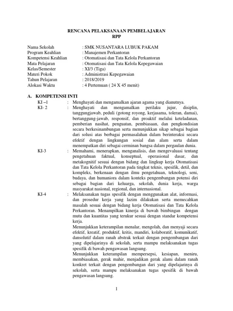 KD 3.1, 4.1 Kepegawaian | PDF