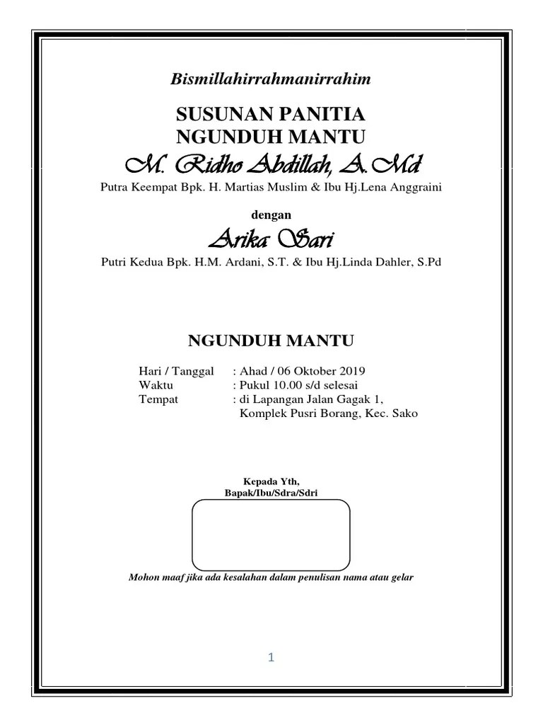 73 Contoh Kartu Ucapan Terima Kasih Pembubaran Panitia Pernikahan