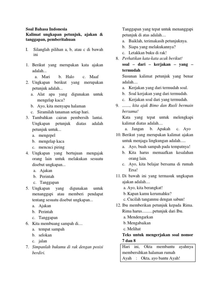 Soal Bahasa Indonesia | PDF