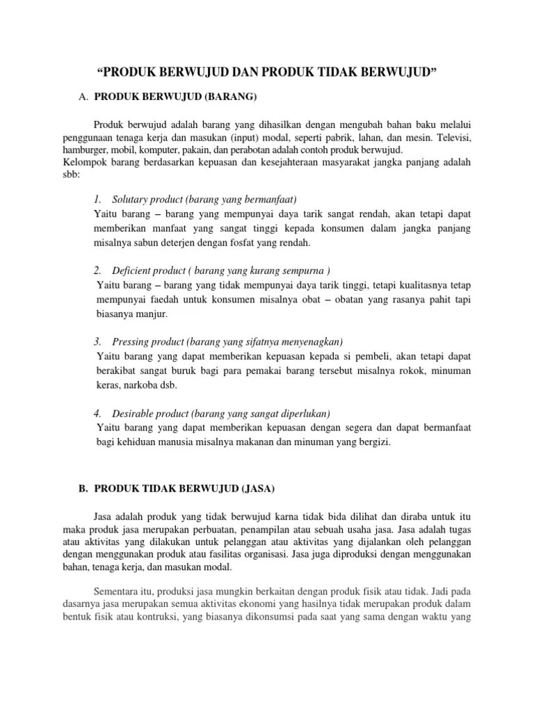 Produk Berwujud Dan Produk Tidak Berwujud | PDF