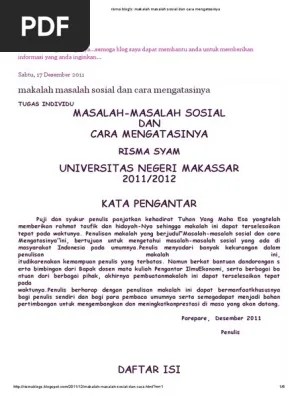 Makalah Masalah Sosial Dan Cara Mengatasinya | PDF