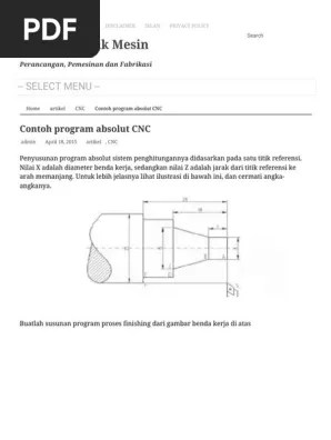 Contoh Program Absolut CNC Artikel Teknik Mesin | PDF