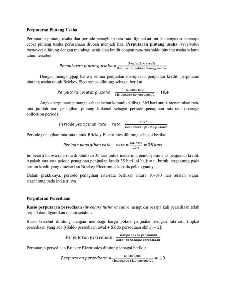 Perputaran Piutang Usaha, Perputaran Persediaan | PDF