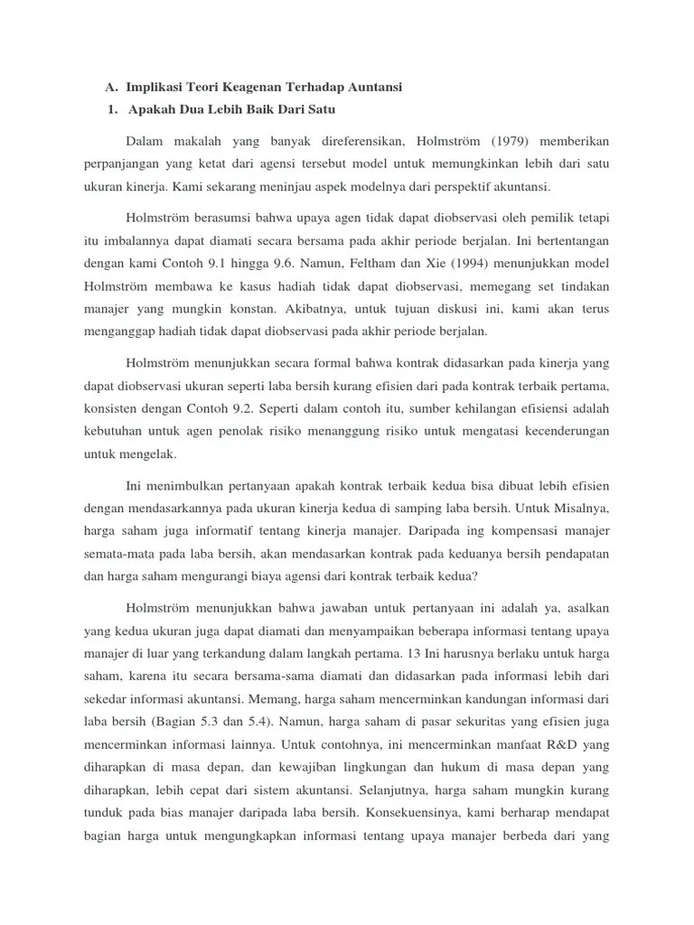 Implikasi Teori Keagenan Terhadap Akuntansi | PDF