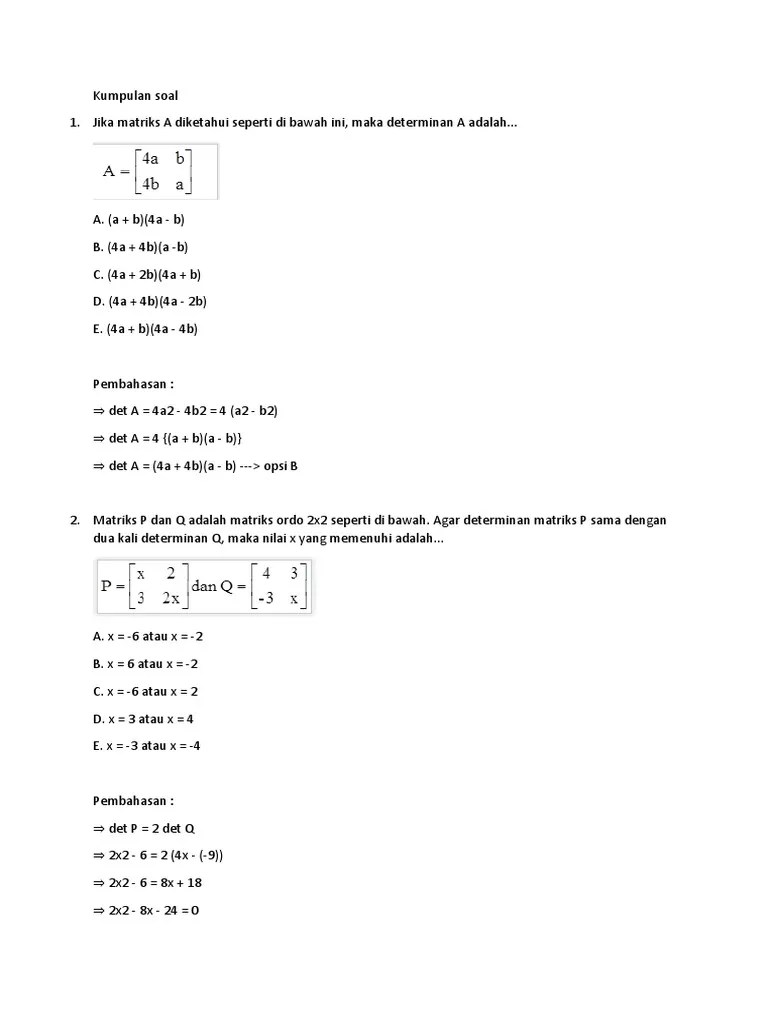 Test Formatif Determinan | PDF