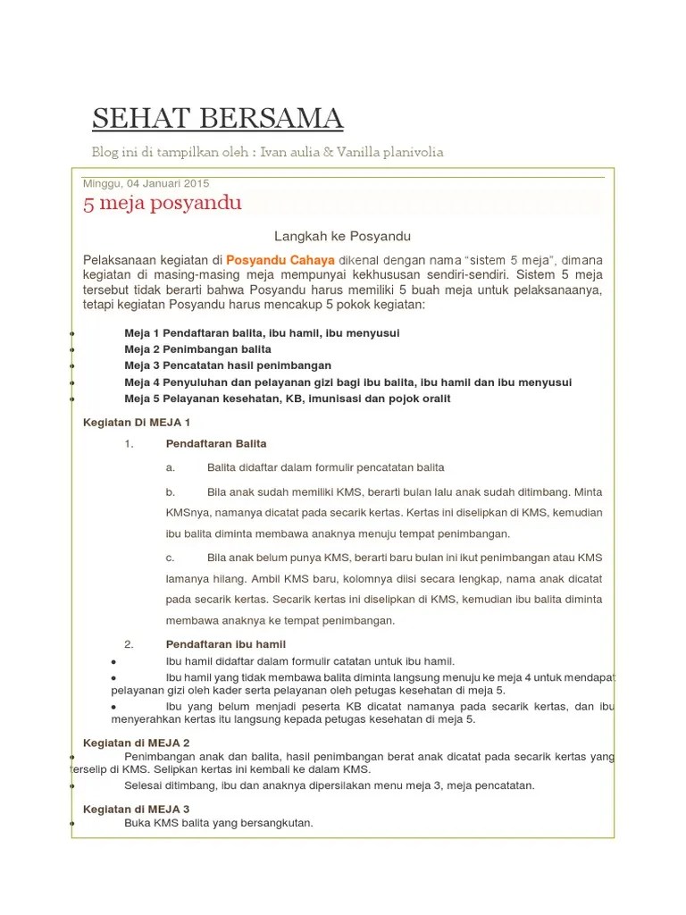 5 Meja Posyandu | PDF