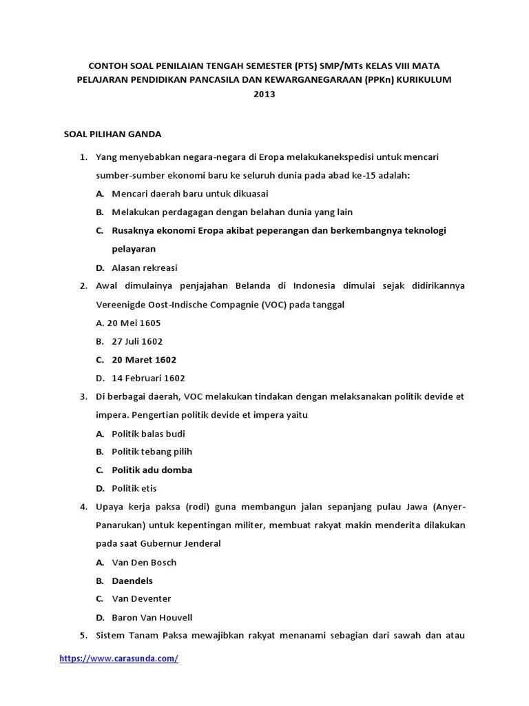 Soal UTS2 PPKN K13 | PDF