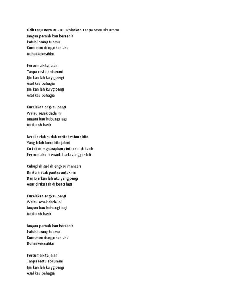 Lirik Lagu Reza RE | PDF