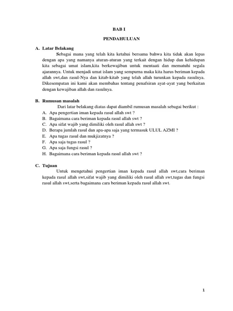 Makalah Iman Kepada Rasul Allah. | PDF