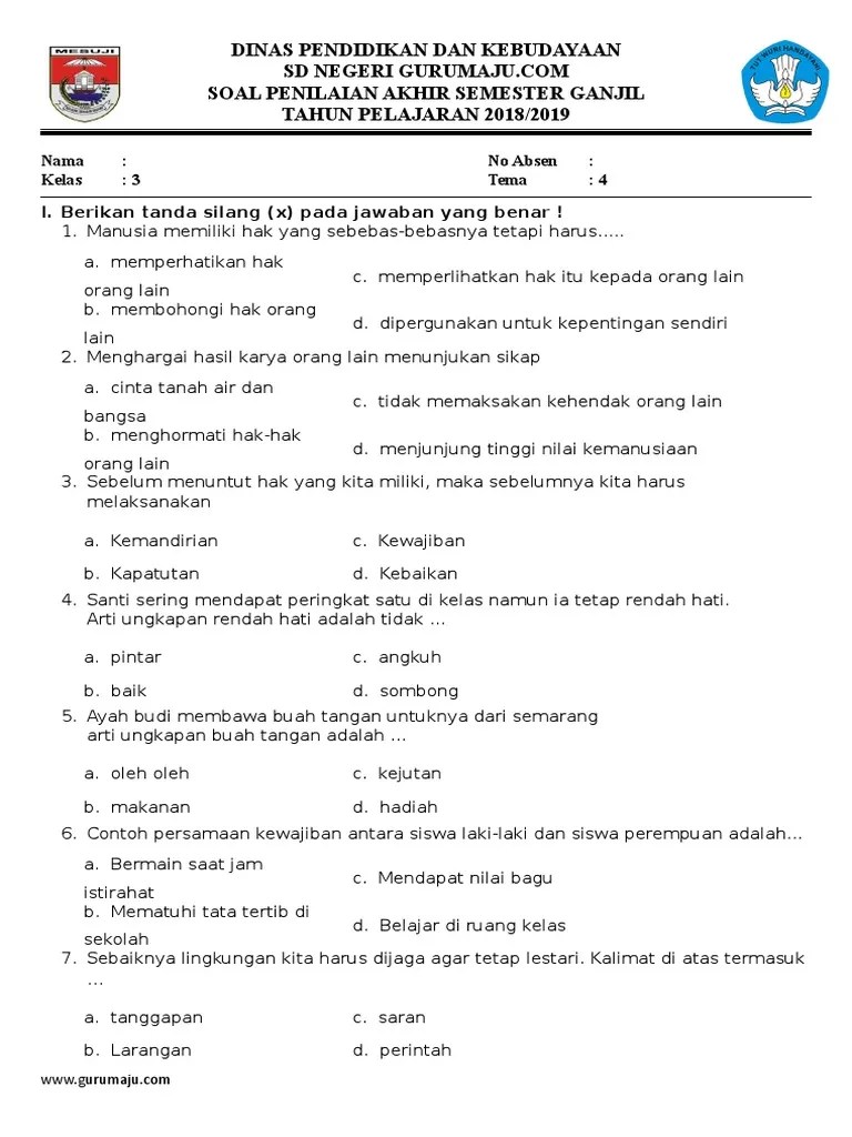 Soal UAS-PAS Kls3 T4 Rev.2018 | PDF