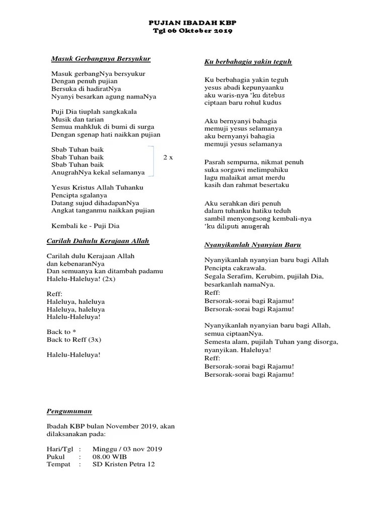 Masuk Gerbangnya Bersyukur Ku Berbahagia Yakin Teguh | PDF