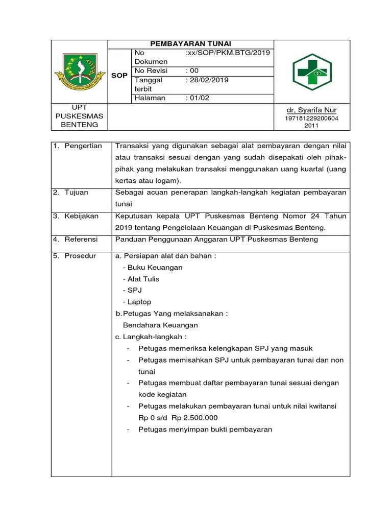 SOP Pembayaran Tunai | PDF