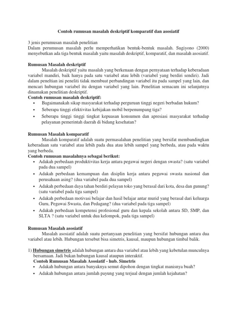Contoh Rumusan Masalah Deskriptif – Sekali
