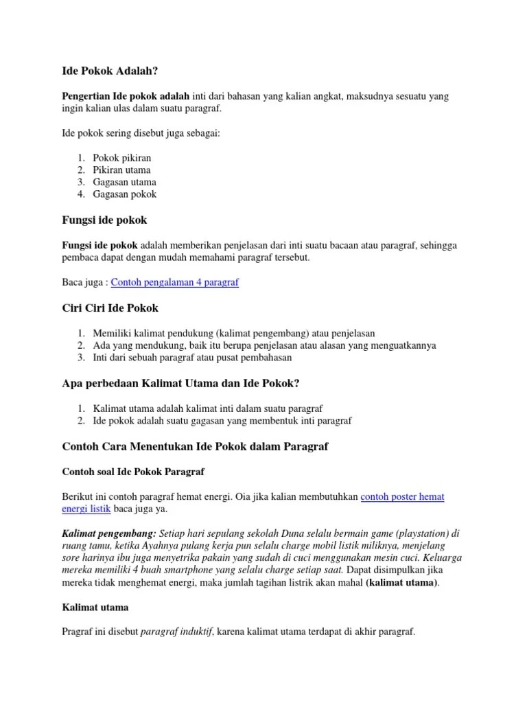 Ide Pokok Adalah | PDF