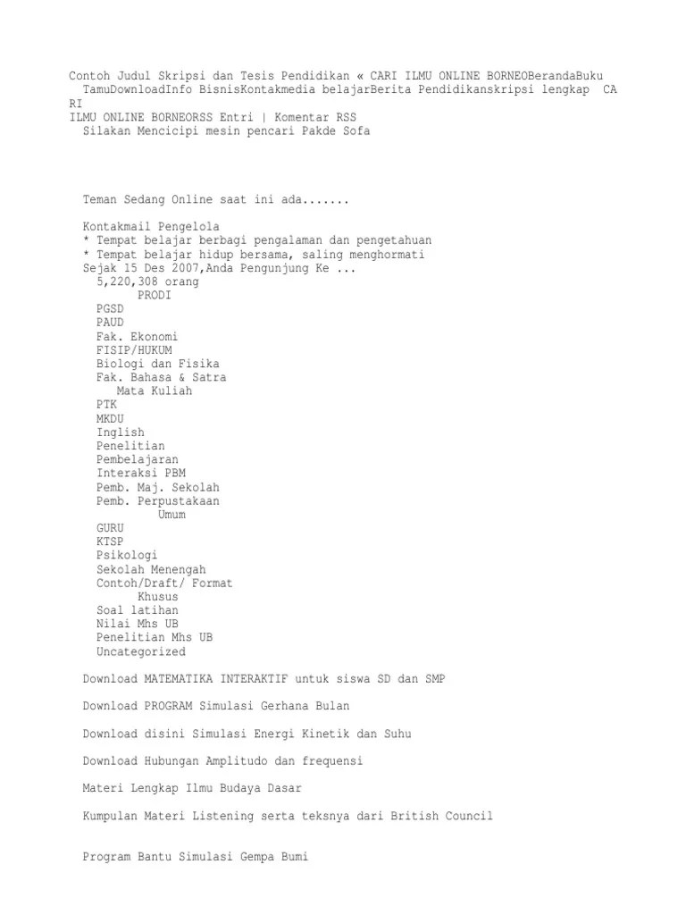 Contoh Judul Skripsi Dan Tesis Pendidikan - Yantosang | PDF