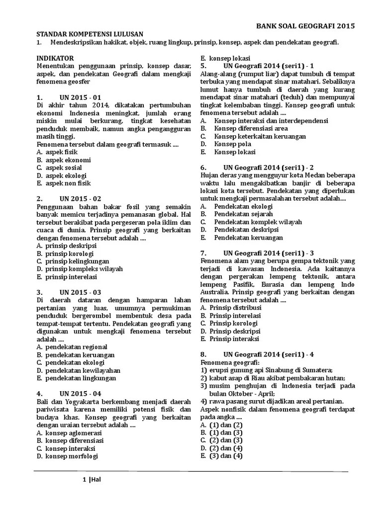 Geografi Soal SMA (2 Kolom) | PDF