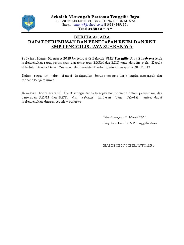 Berita Acara Perumusan RKT RKJM | PDF