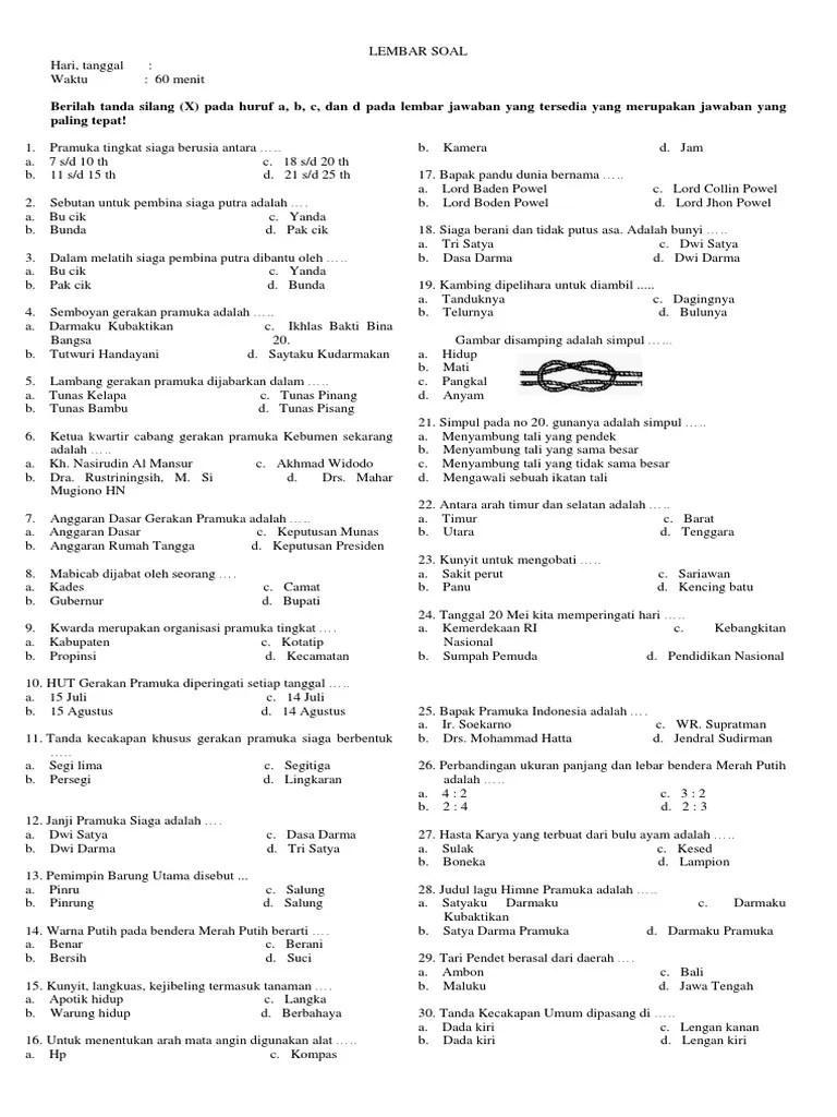 Latihan Soal Pramuka Siaga | PDF