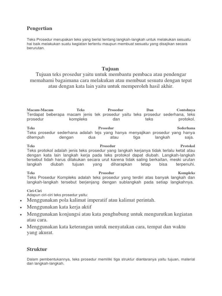 Pengertian TEKS PROSEDUR | PDF