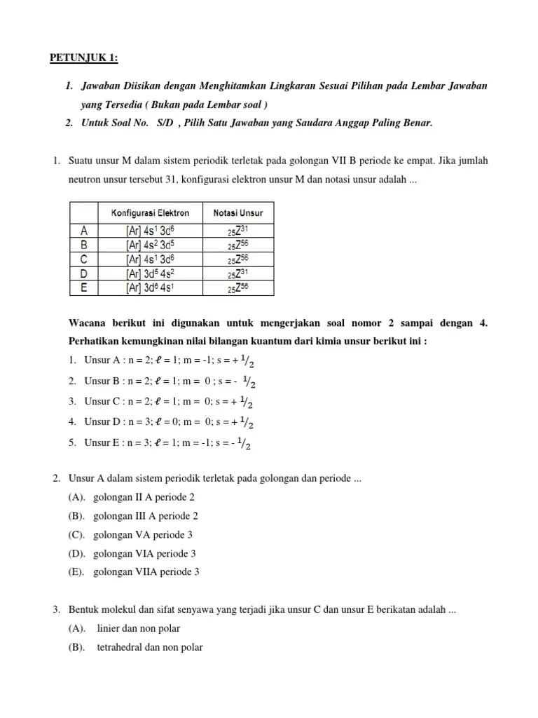 Soal Kimia Tipe B | PDF