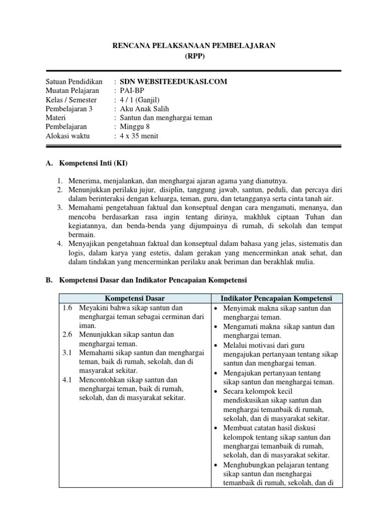 Rencana Pelaksanaan Pembelajaran (RPP) | PDF