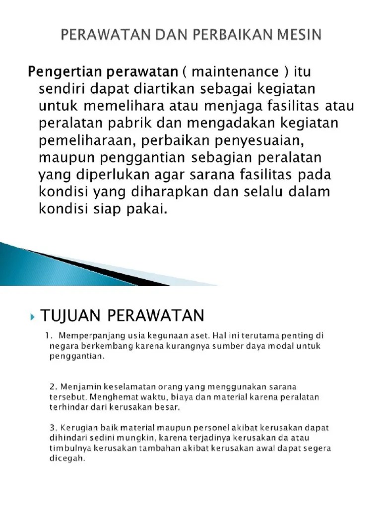 Perawatan Dan Perbaikan Mesin | PDF