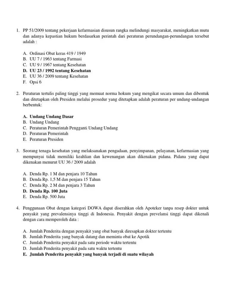 Soal Dan Jawaban UU Pra UTS 47 Soal | PDF