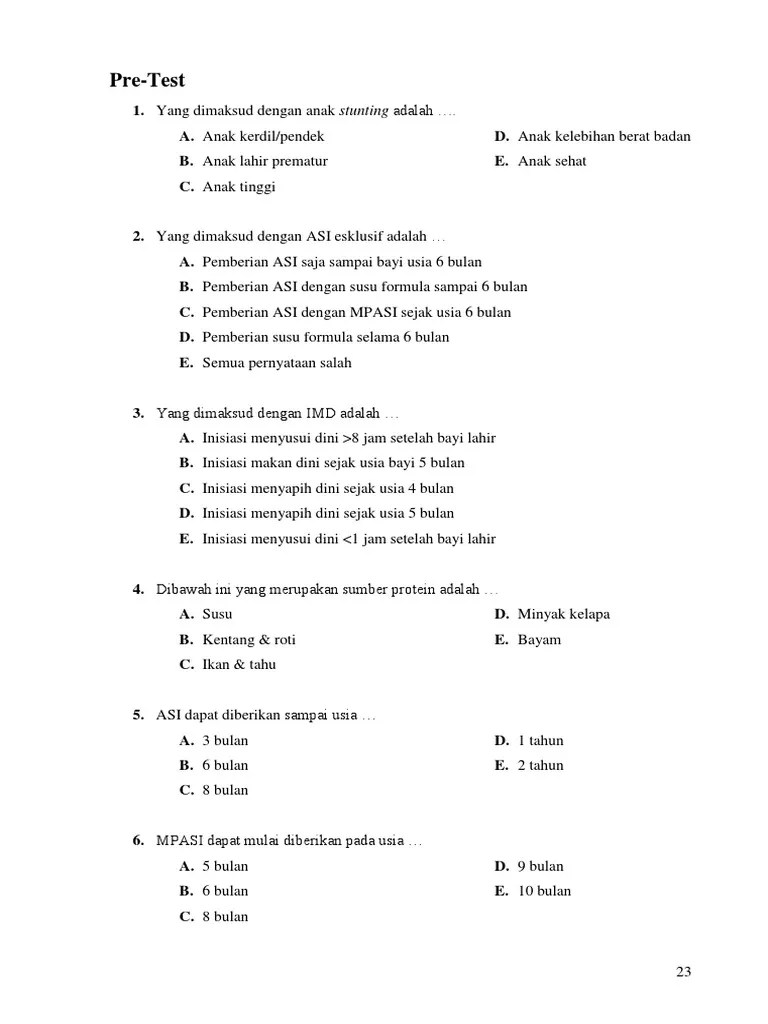 Soal Pretest Stunting | PDF