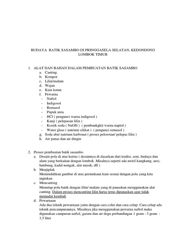 Etnosains Batik Sasambo | PDF