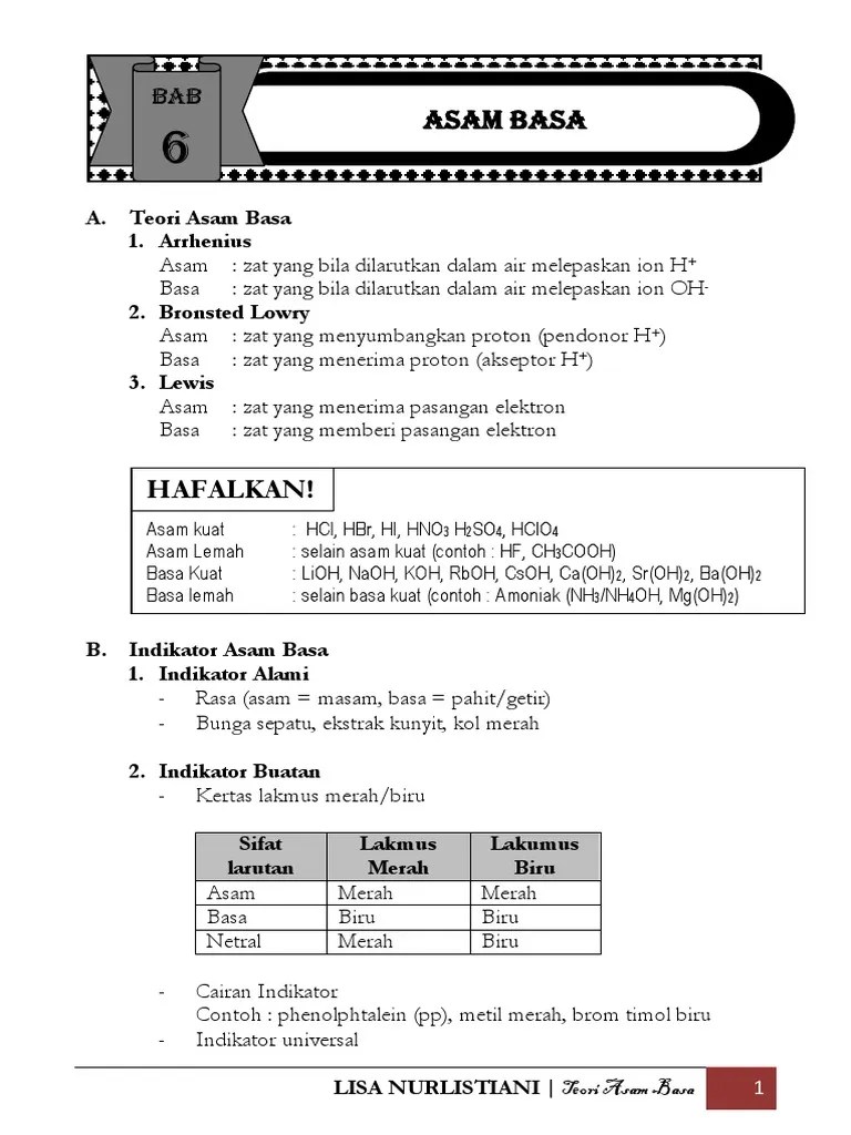 Bab 6. Teori Asam Basa | PDF