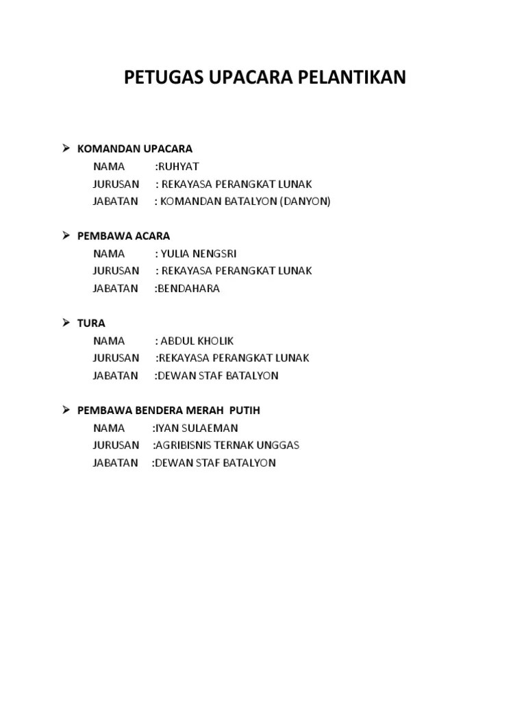 Petugas Upacara Pelantikan | PDF