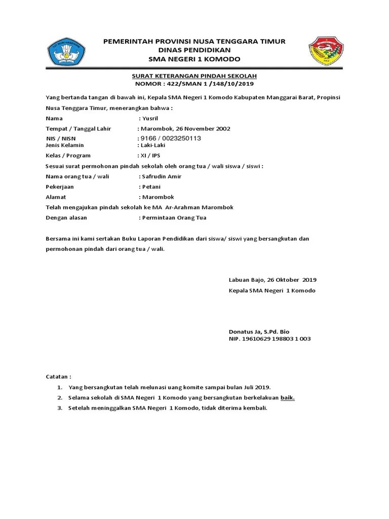 Surat PindahJGJK | PDF