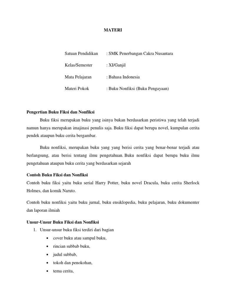 Unsur Dan Jenis Buku Fiksi Serta Non Fiksi | PDF