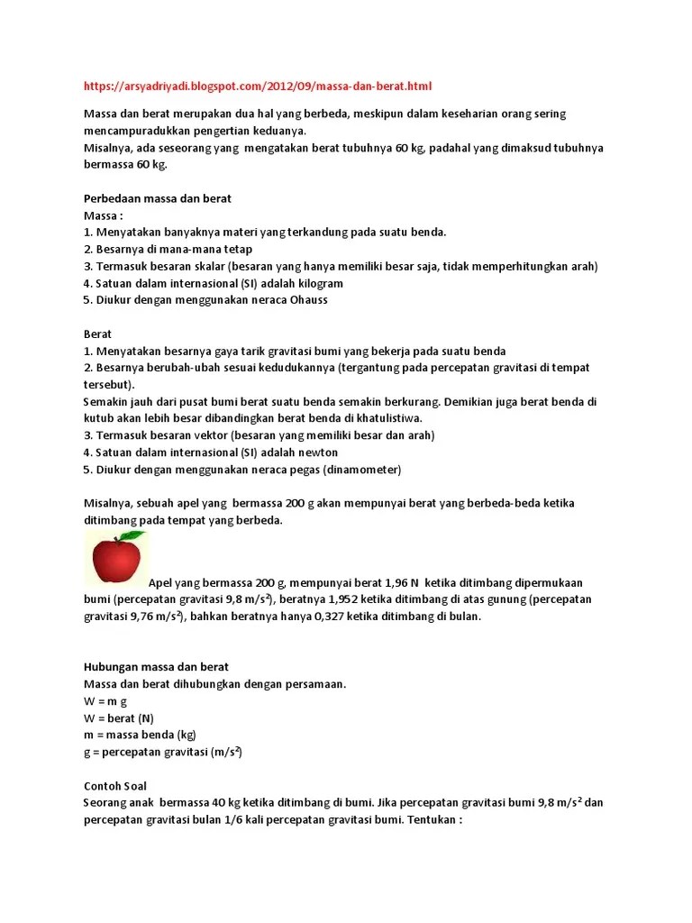 Tugas Upi Tentang Massa Dan Berat | PDF