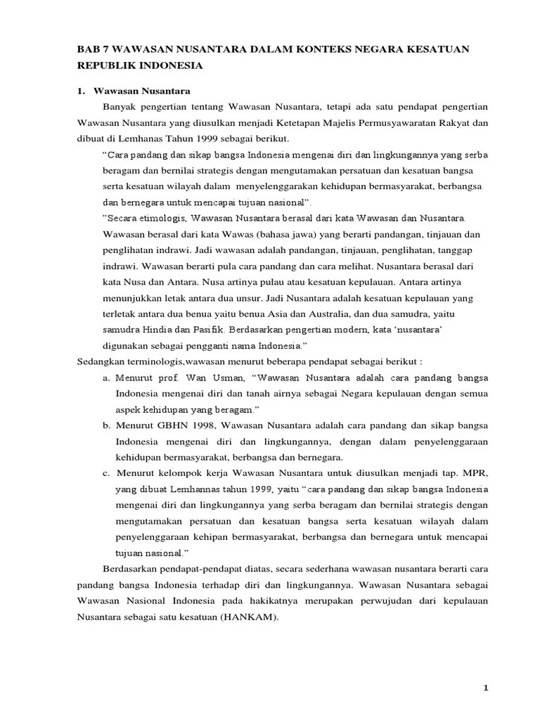 Wawasan Nusantara Dalam Konteks Negara Kesatuan Republik Indonesia | PDF