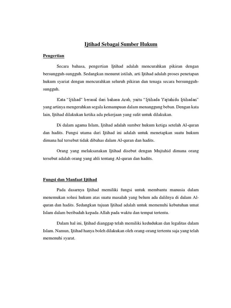 Ijtihad Sebagai Sumber Hukum SYARIAH | PDF
