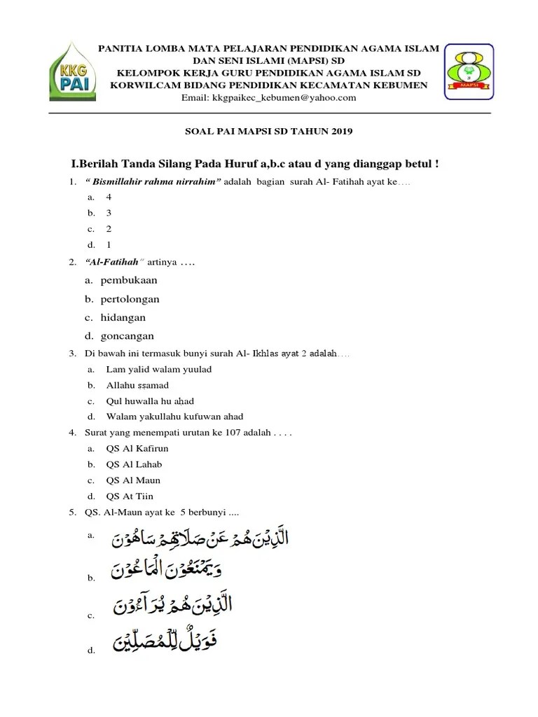 SOAL PAI MAPSI 2019 Revisi-Dikonversi | PDF